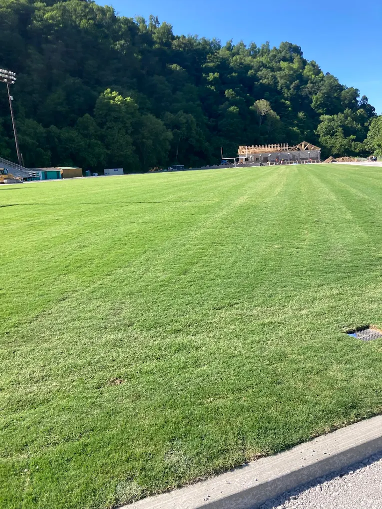 Manicured lawn in Harlan County Kentucky at dusk
